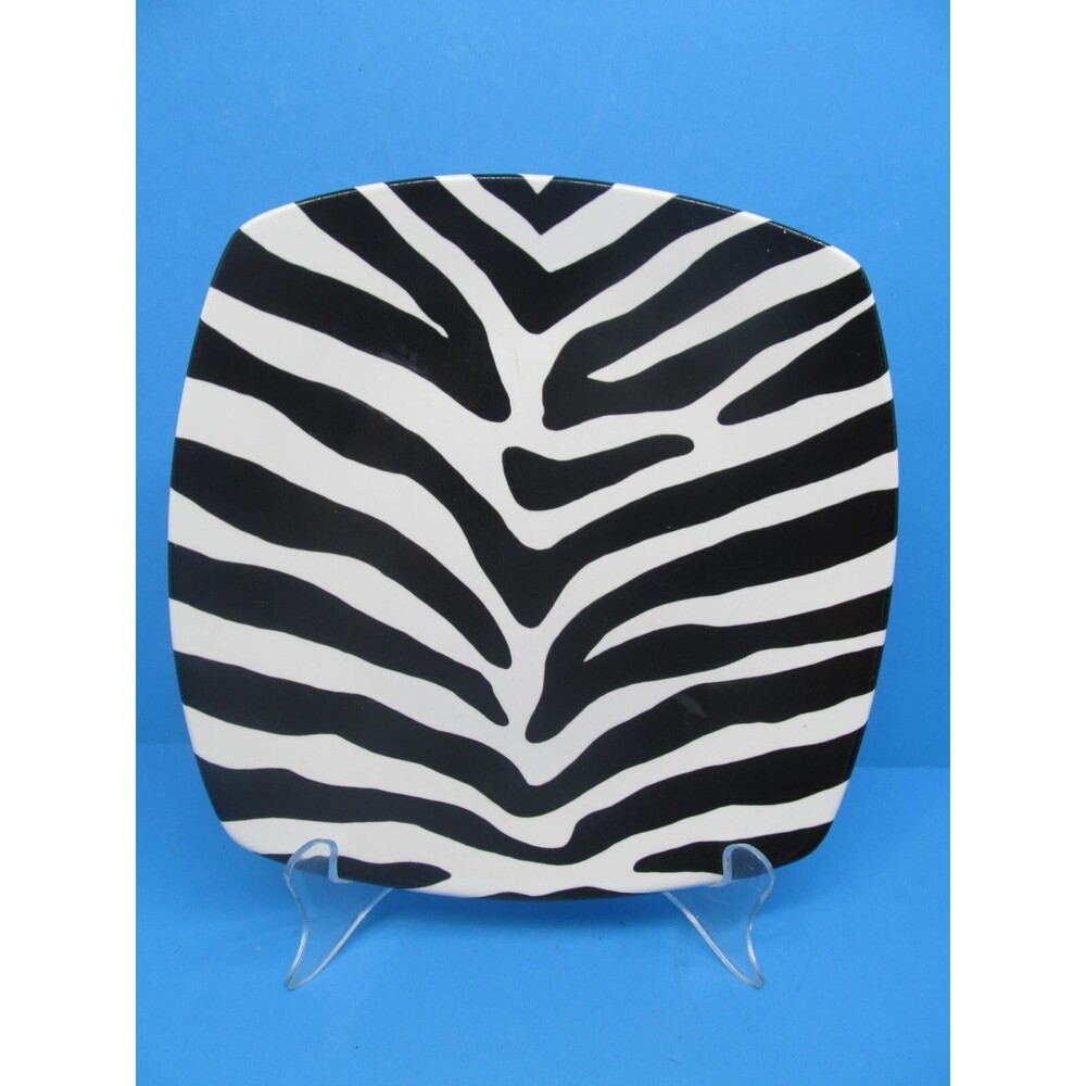 222 Fifth Zebra Black And White 8 1/4" Salad Plate GUC